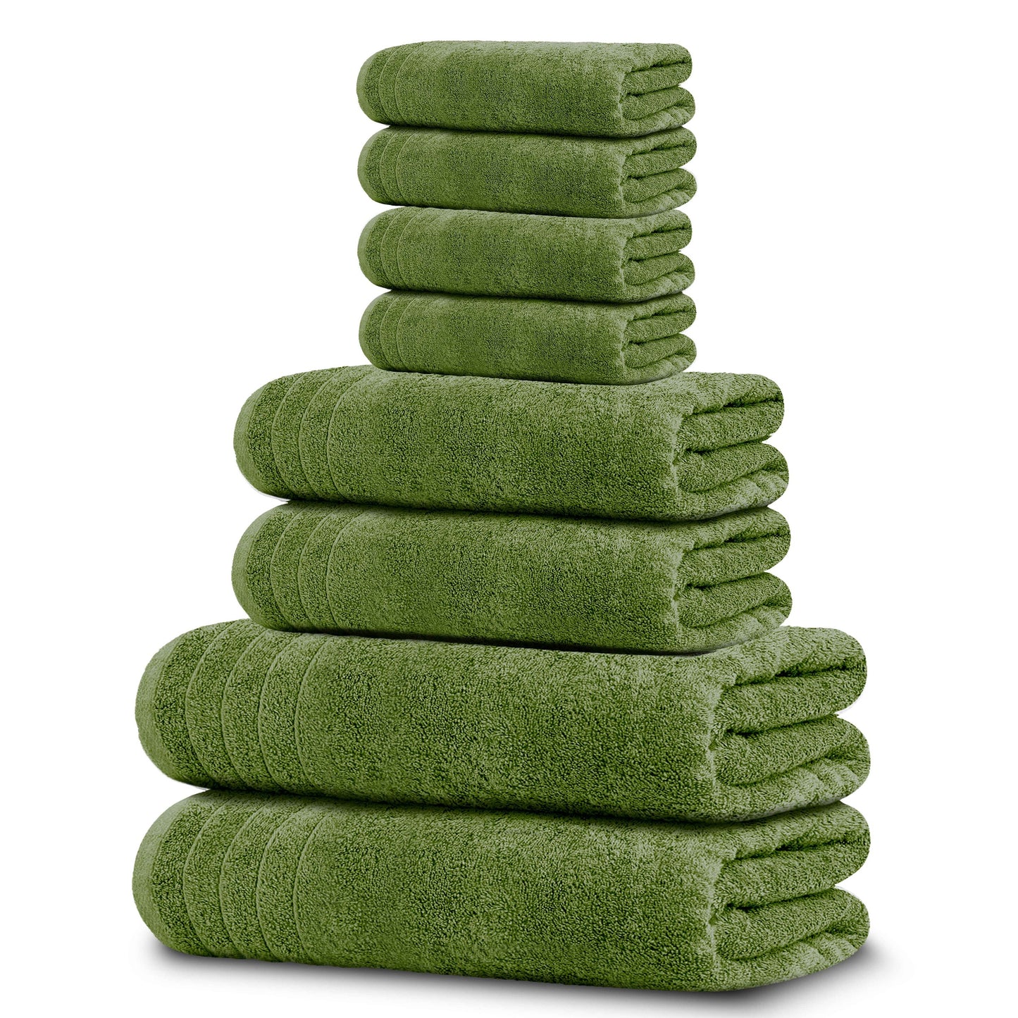 Tens Towels 8 Piece Towels Set, 2 Extra Large Bath Towels, 2 Hand Towels, 4 Washcloths (Green)