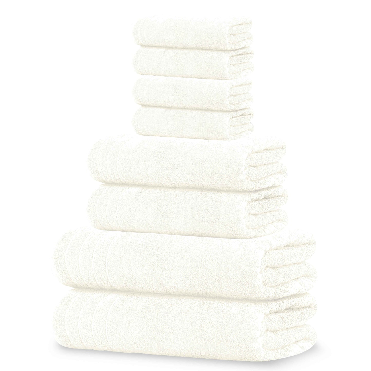 Tens Towels 8 Piece Towels Set, 2 Extra Large Bath Towels, 2 Hand Towels, 4 Washcloths (Cream)