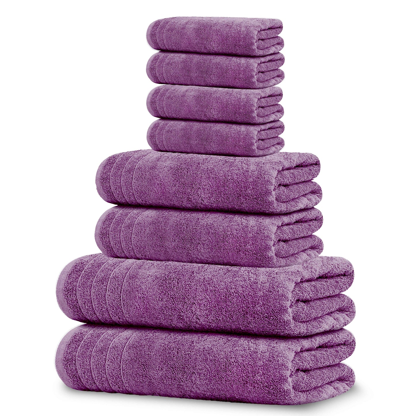 Tens Towels 8 Piece Towels Set, 2 Extra Large Bath Towels, 2 Hand Towels, 4 Washcloths (Purple)