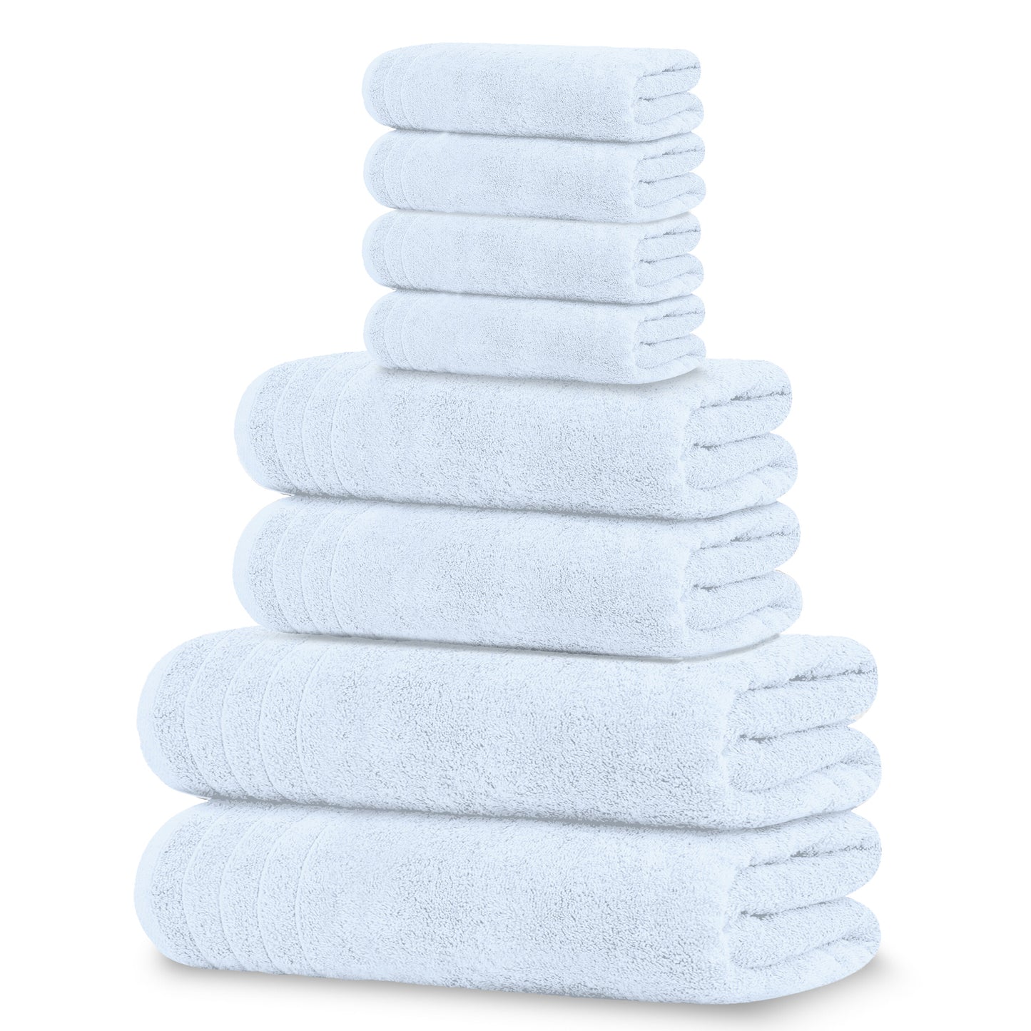 Tens Towels 8 Piece Towels Set, 2 Extra Large Bath Towels, 2 Hand Towels, 4 Washcloths (Sky Blue)