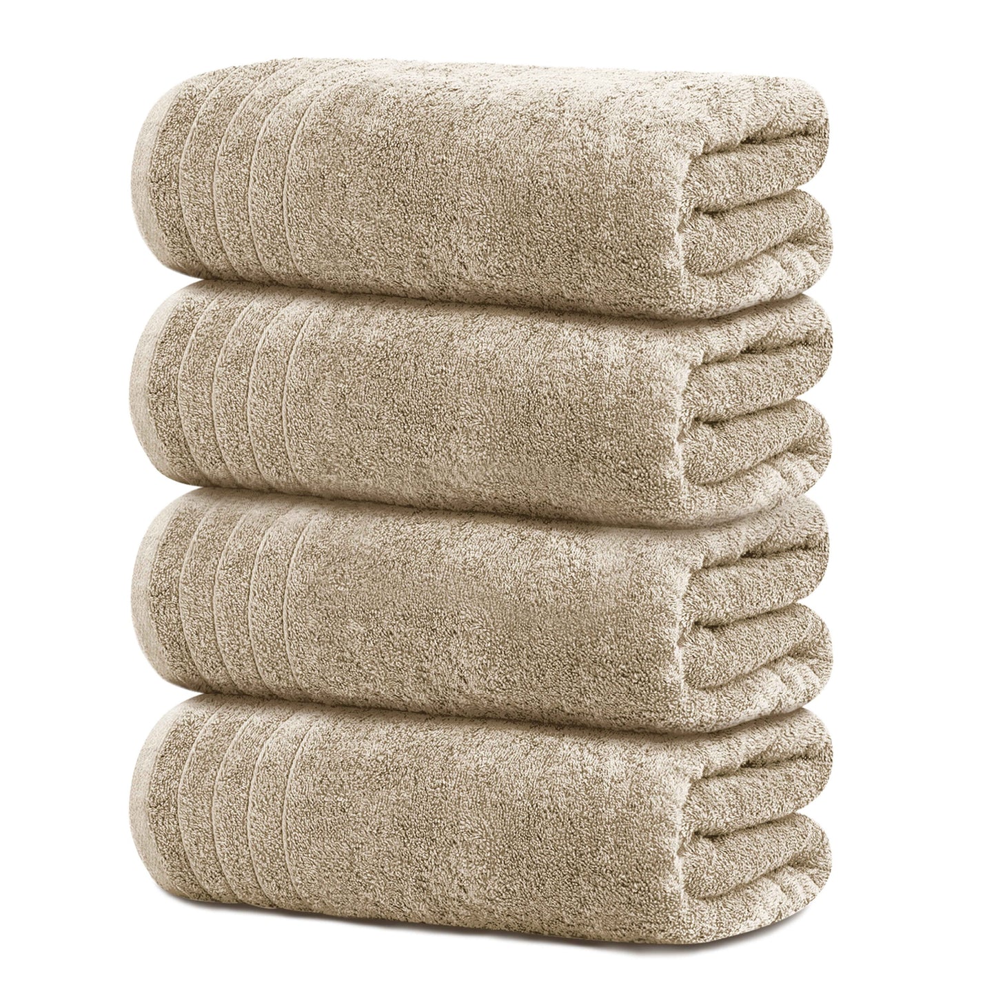 Tens Towels Large Bath Towels, 100% Cotton, 30 x 60 Inches Extra Large Bath Towels (Pack of 4, Beige)