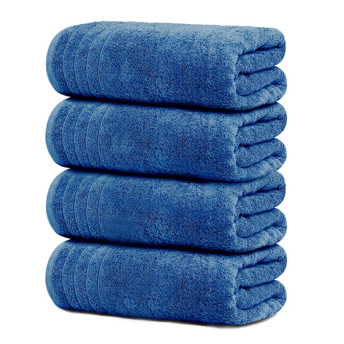Tens Towels Large Bath Towels, 100% Cotton, 30 x 60 Inches Extra Large Bath Towels (Pack of 4, Blue)