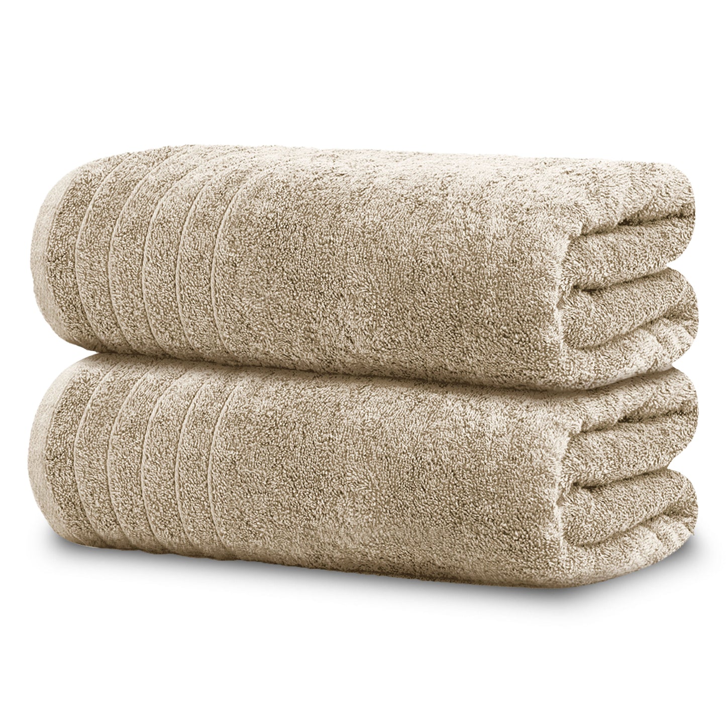 Tens Towels Large Bath Sheets, 100% Cotton, 35x70 inches Extra Large Bath Towel Sheets (Pack of 2, Beige)