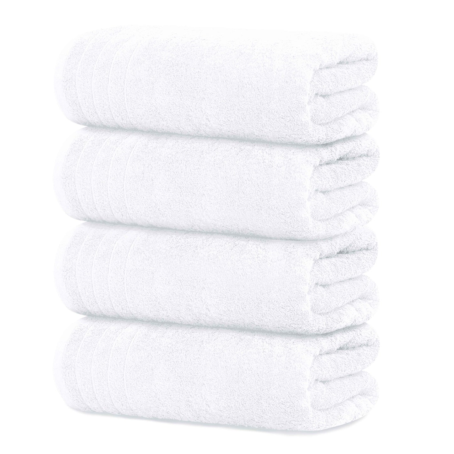 Tens Towels Large Bath Towels, 100% Cotton, 30 x 60 Inches Extra Large Bath Towels (Pack of 4, White)