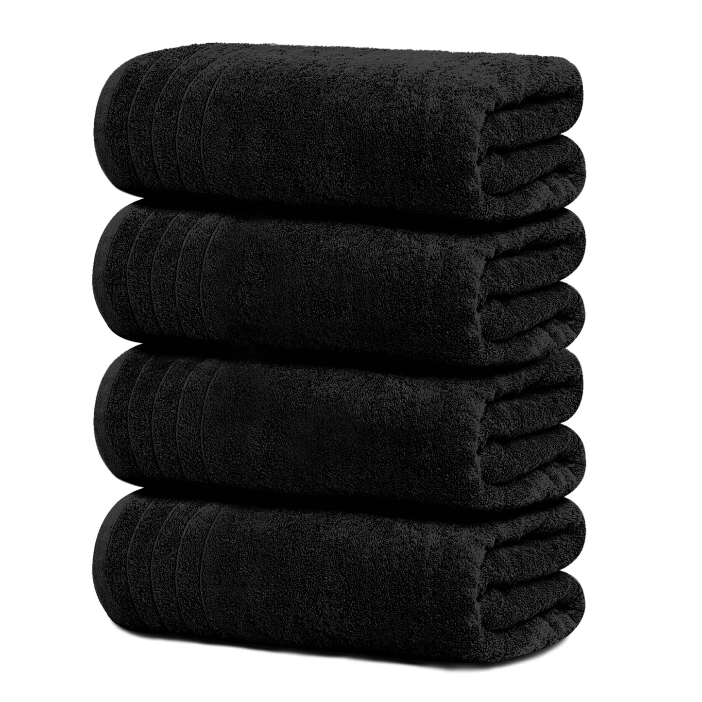 Tens Towels Large Bath Towels, 100% Cotton, 30 x 60 Inches Extra Large Bath Towels (Pack of 4, Black)