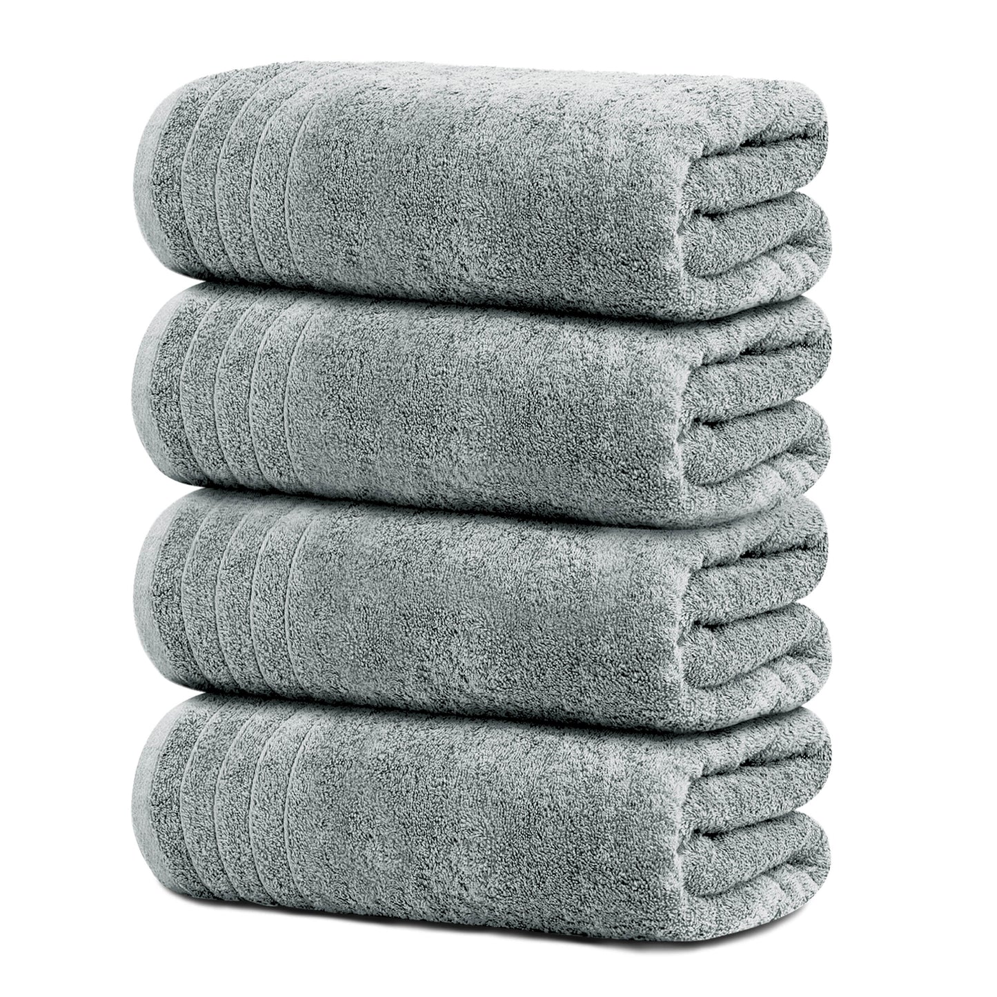 Tens Towels Large Bath Towels, 100% Cotton, 30 x 60 Inches Extra Large Bath Towels (Pack of 4, Cool Grey)