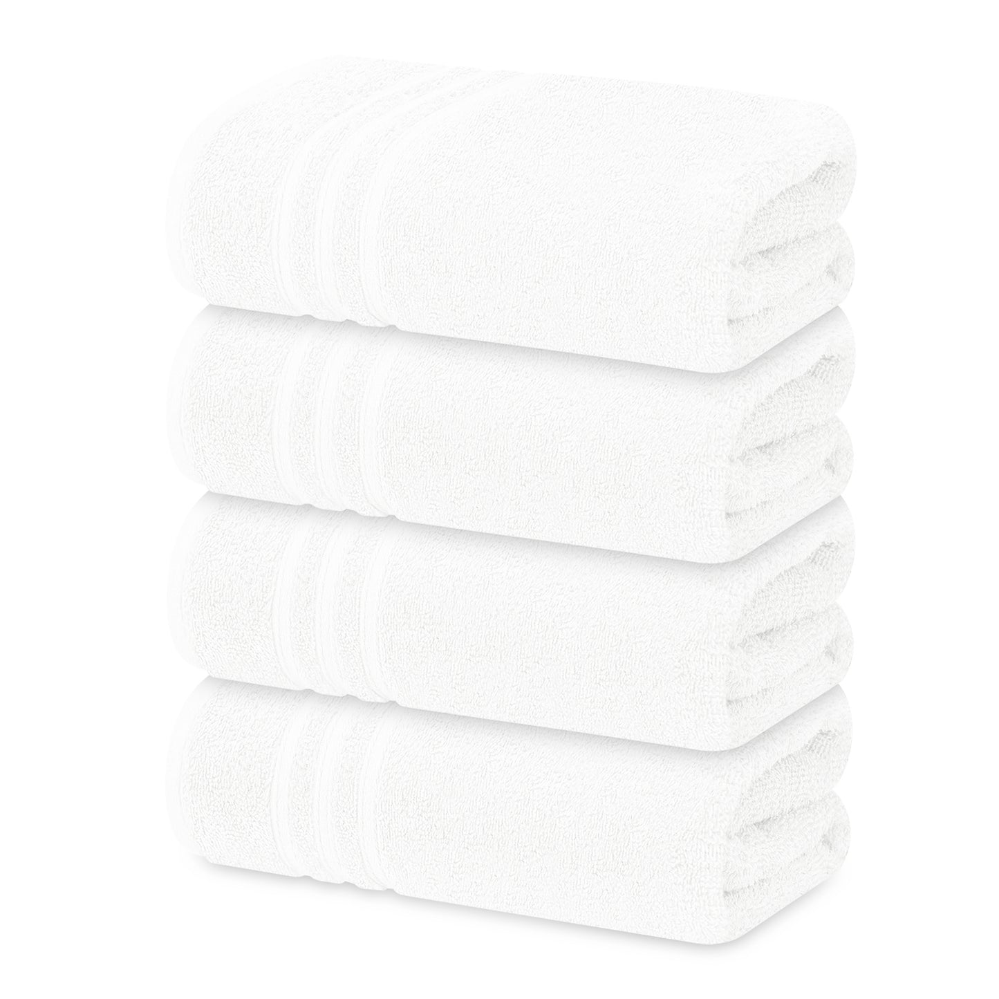 Tens Towels 4 Piece Bath Towels Set, 100% Cotton, 27 inches x 54 inches (WHITE)