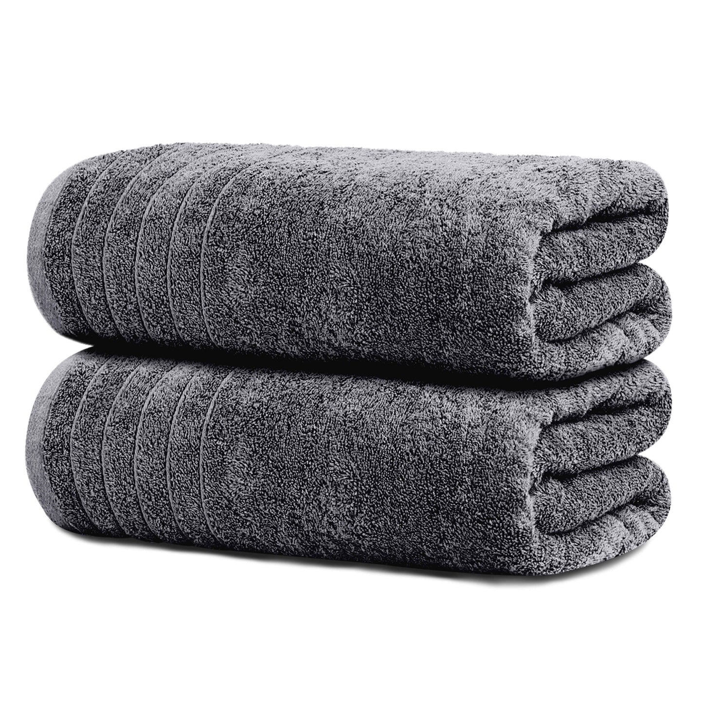 Tens Towels Large Bath Sheets, 100% Cotton, 35x70 inches Extra Large Bath Towel Sheets (Pack of 2, Dark Grey)
