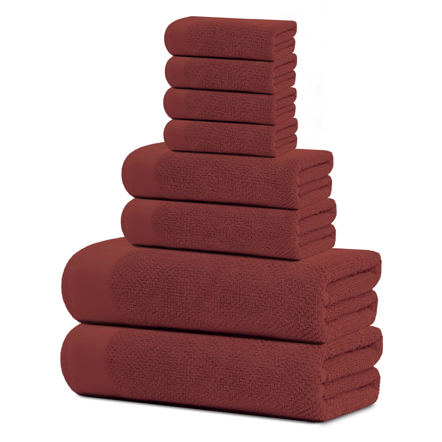 Tens Towels 8 Pack Popcorn 2 Large Bath Towels, 2 Hand Towels, 4 Washcloths (Burgundy)