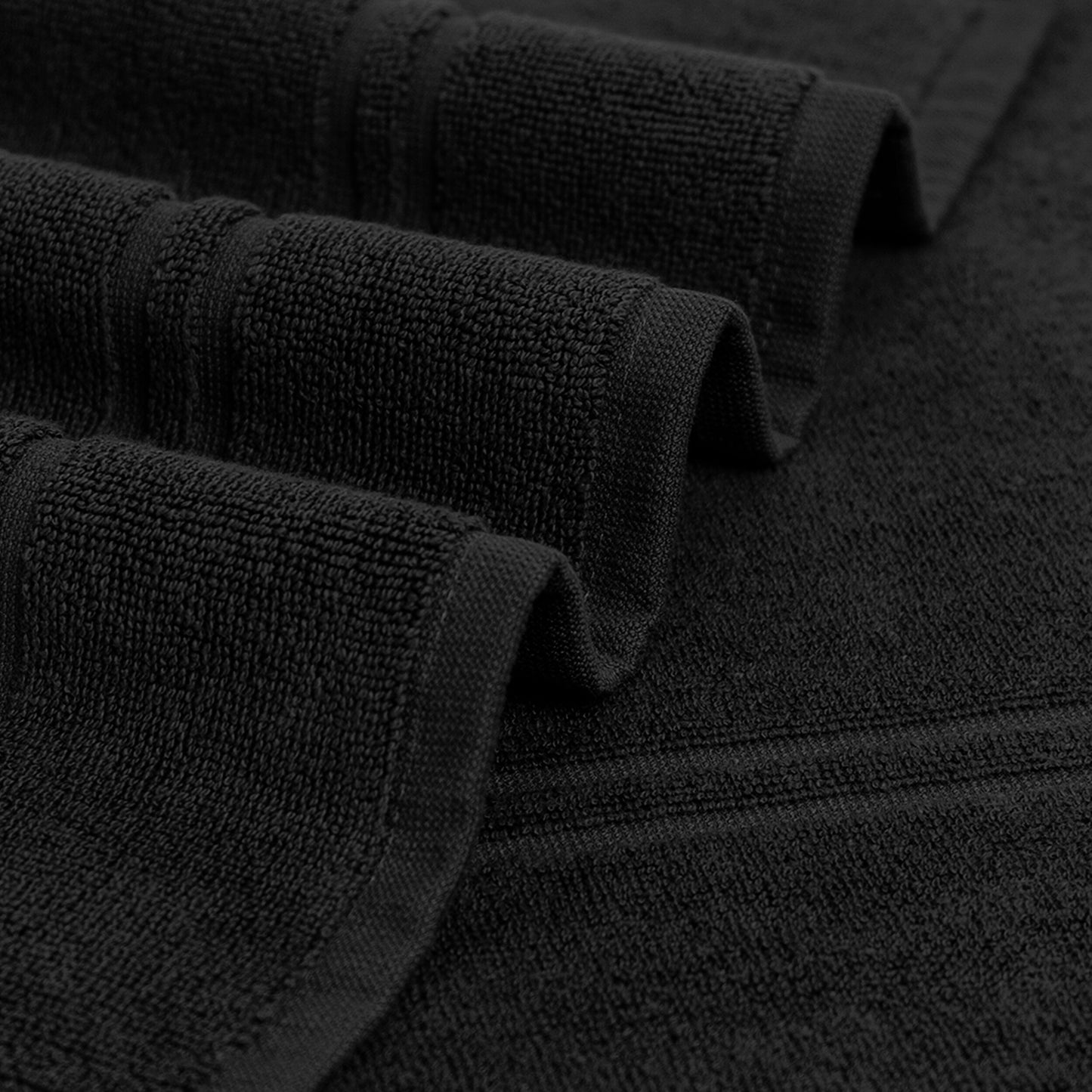 Bath MATS Super Absorbent, Premium Floor Towels, Luxurious Soft & Quick Dry (Black, 2PC Set)