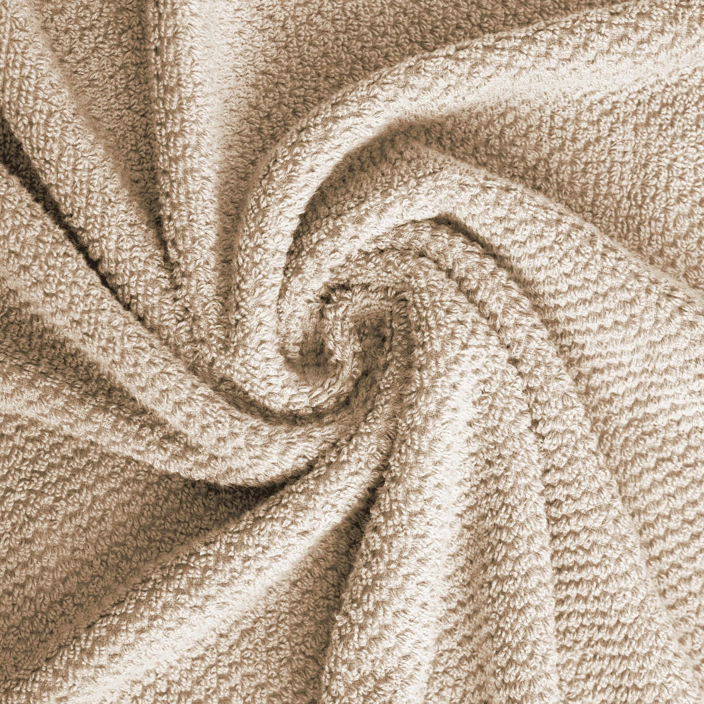 Tens Towels 8 Pack Popcorn Towels Set, 2 Large Bath Towels, 2 Hand Towels, 4 Washcloths (BEIGE)