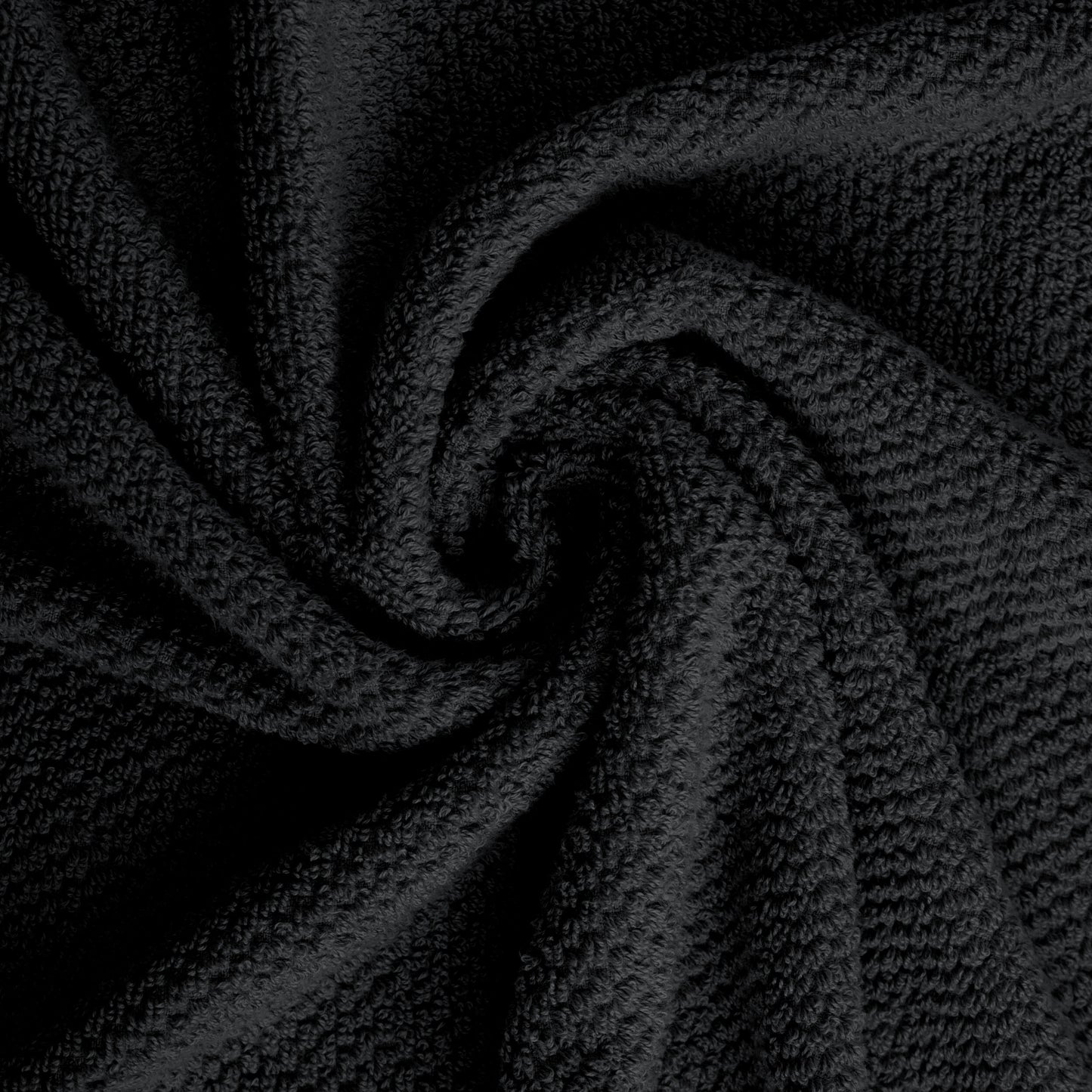 Tens Towels 8 Pack Popcorn 2 Large Bath Towels, 2 Hand Towels, 4 Washcloths, (BLACK)