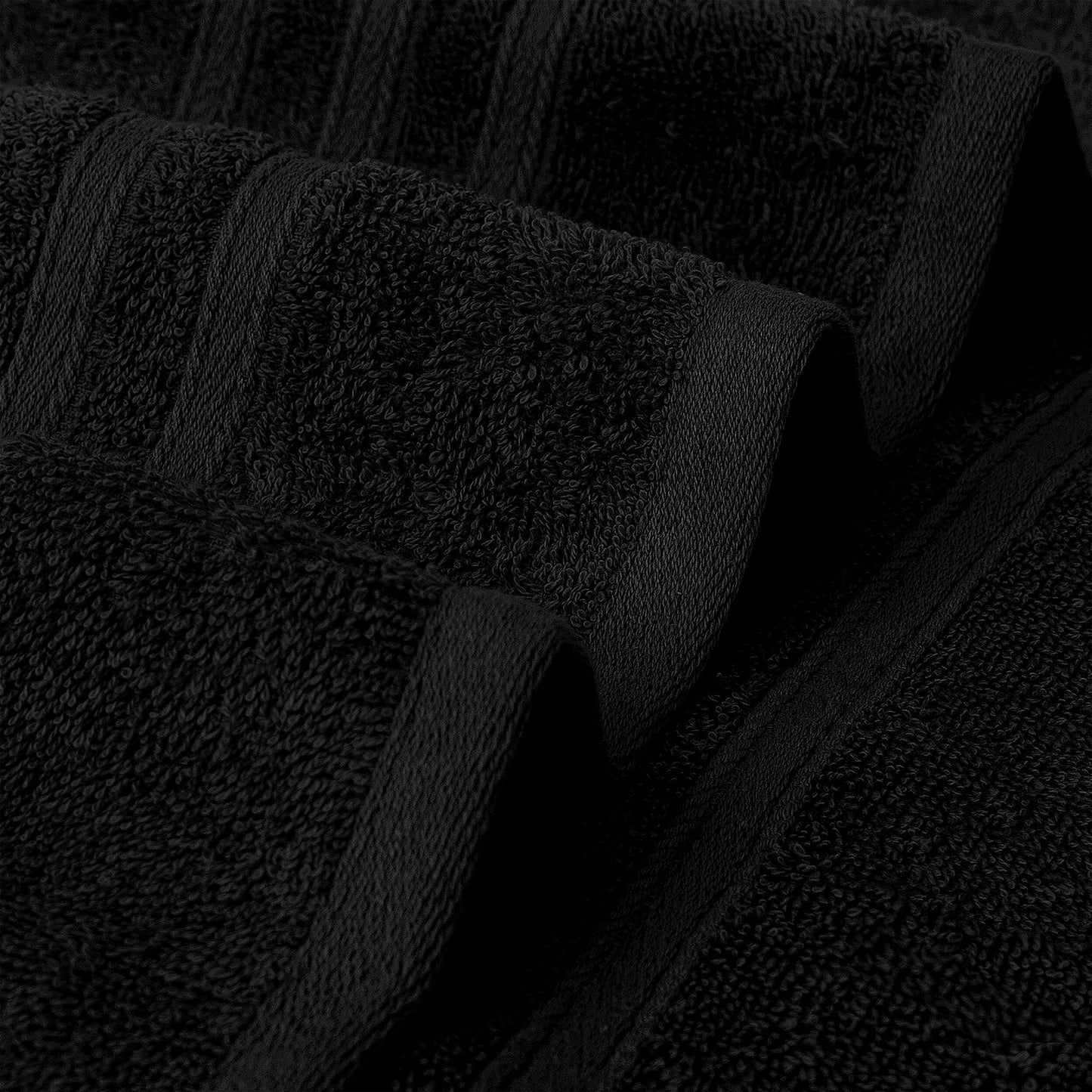 Tens Towels 4 Piece Bath Towels Set, 100% Cotton, 27 inches x 54 inches (BLACK)