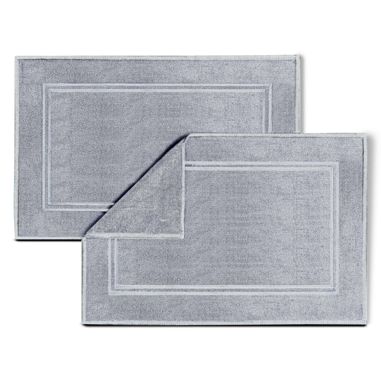 Bath MATS Super Absorbent, Premium Floor Towels, Luxurious Soft & Quick Dry (Silver Grey, 2PC Set)
