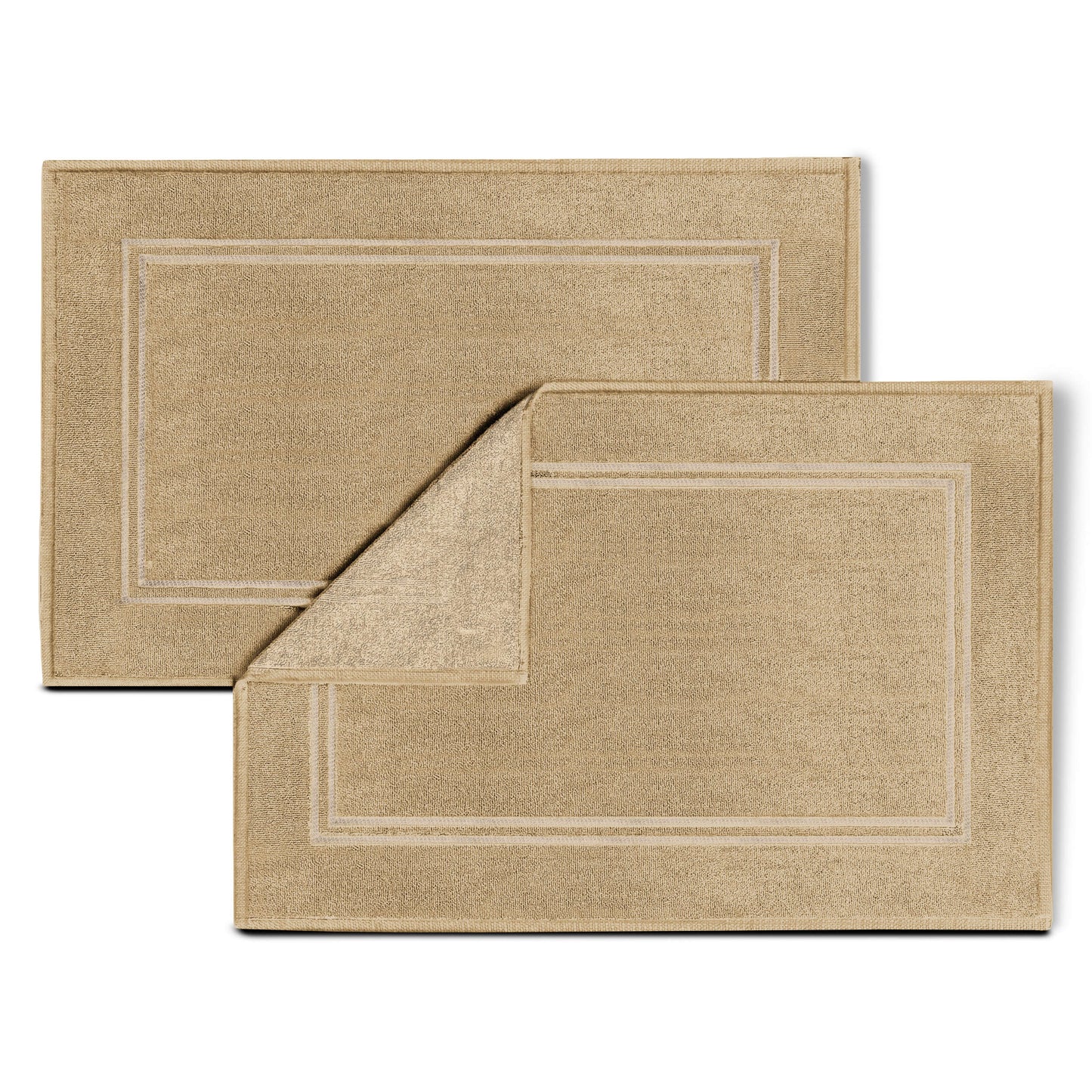 Bath MATS Super Absorbent, Premium Floor Towels, Luxurious Soft & Quick Dry (Beige, 2PC Set)