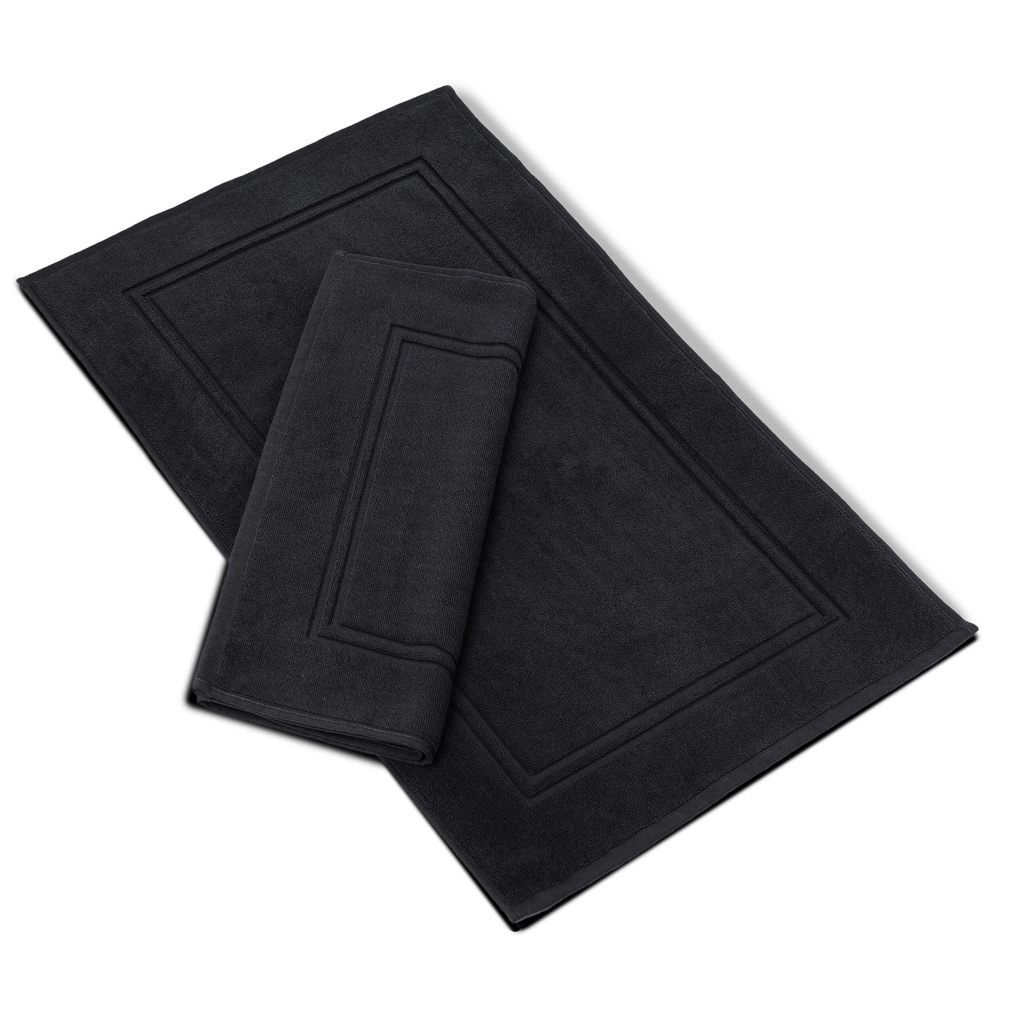 Bath MATS Super Absorbent, Premium Floor Towels, Luxurious Soft & Quick Dry (Black, 2PC Set)