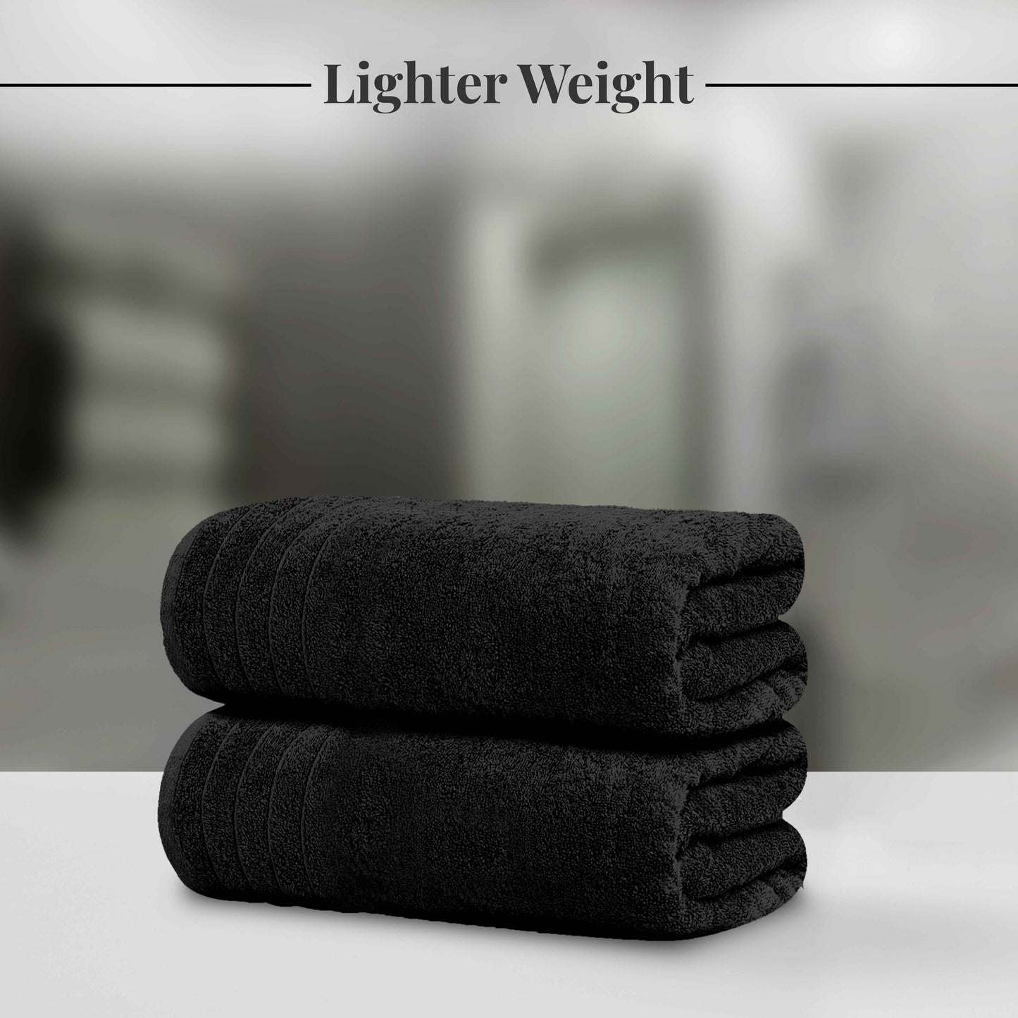 Tens Towels 8 Piece Towels Set, 2 Extra Large Bath Towels, 2 Hand Towels, 4 Washcloths (Black)