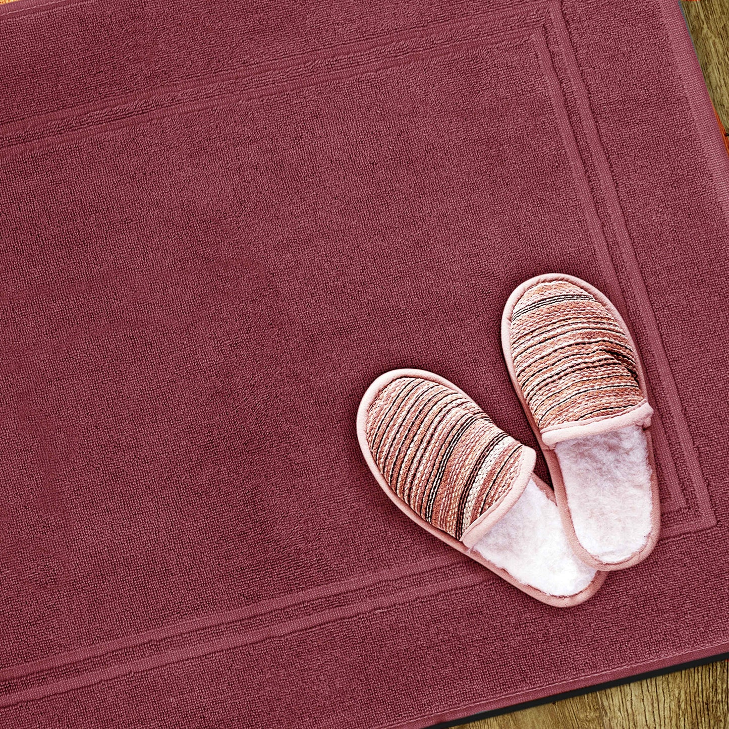 Bath MATS Super Absorbent, Premium Floor Towels, Luxurious Soft & Quick Dry (Burgundy, 2PC Set)