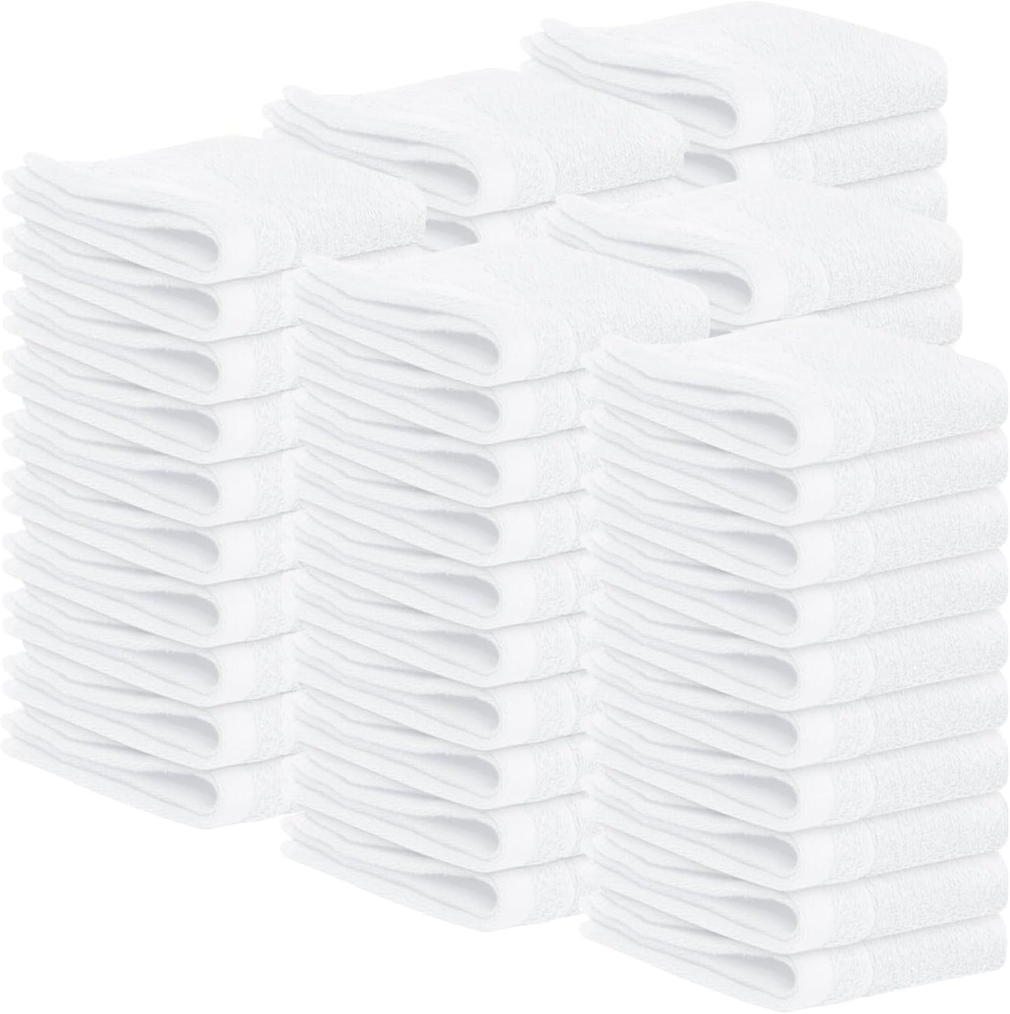 Tens Towels 60 Pack Cotton Washcloths, 12 x 12 in (White)