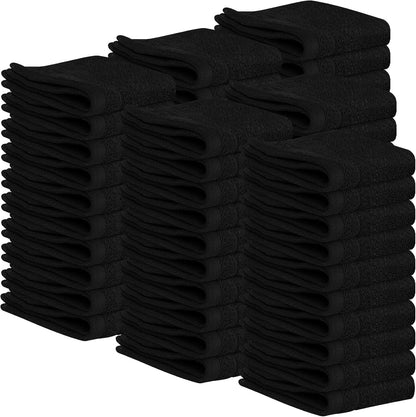 Tens Towels 60 Pack Cotton Washcloths, 12 x 12 in (Black)