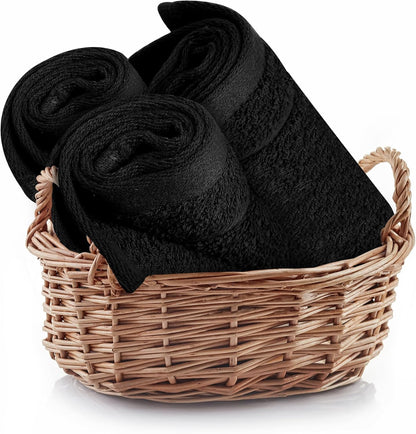 Tens Towels 60 Pack Cotton Washcloths, 12 x 12 in (Black)