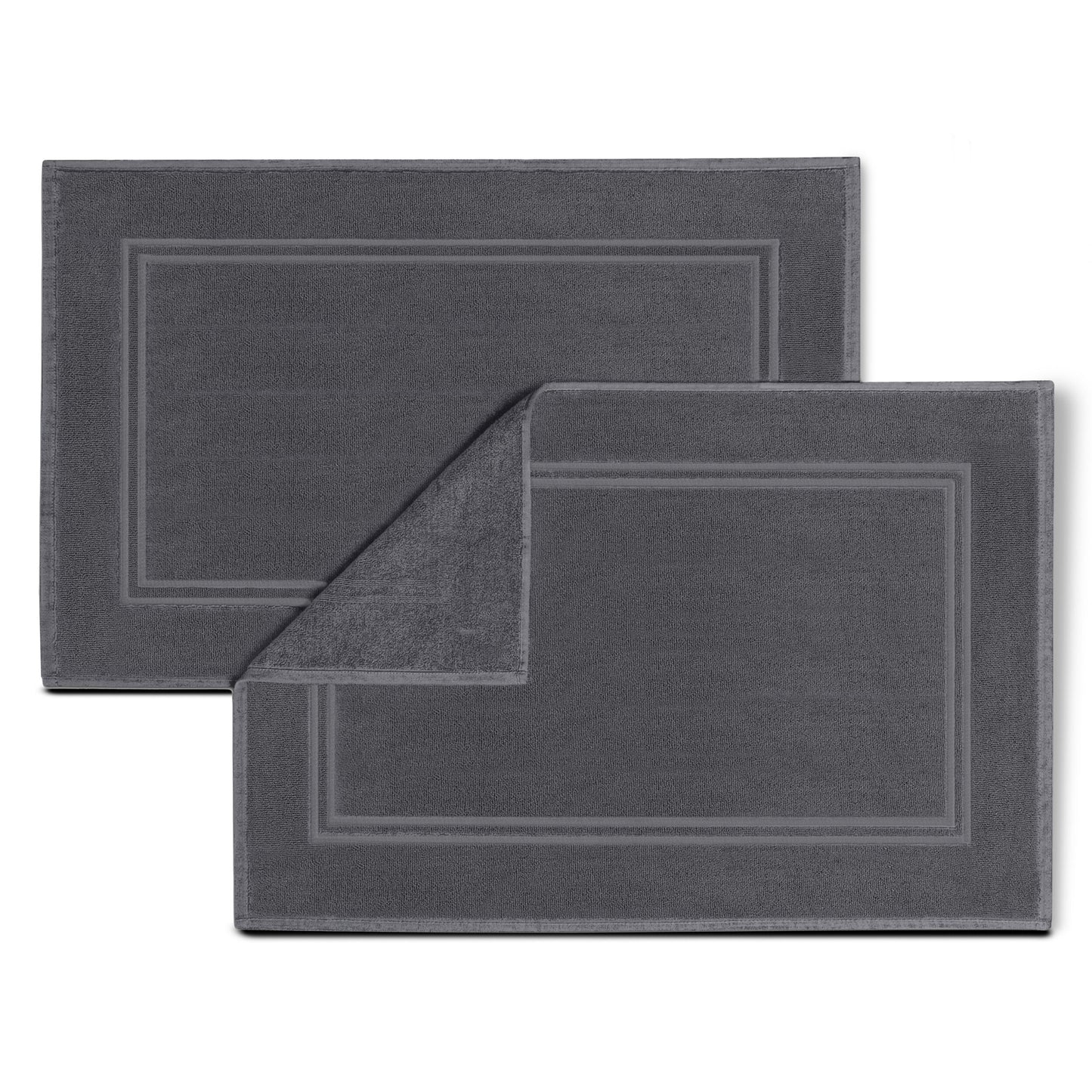 Bath MATS Super Absorbent, Premium Floor Towels, Luxurious Soft & Quick Dry (Dark Grey, 2PC Set)