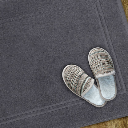 Bath MATS Super Absorbent, Premium Floor Towels, Luxurious Soft & Quick Dry (Dark Grey, 2PC Set)