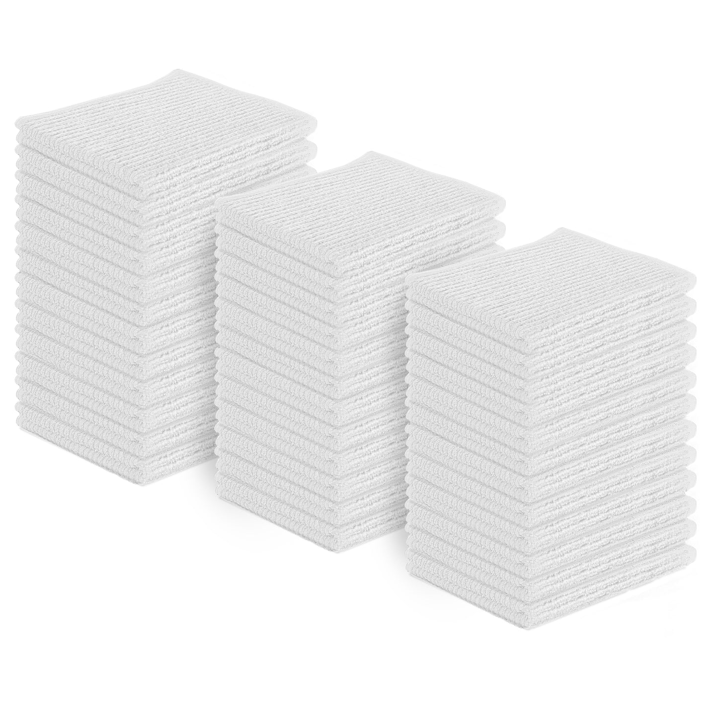 36 Pack Ribbed Weave Bar mop Towels, 100% Cotton, 16x19 inches (WHITE)