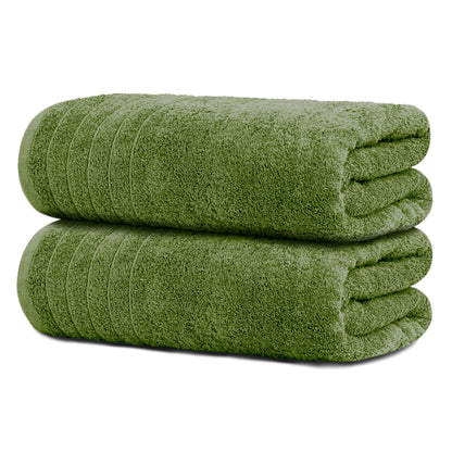 Tens Towels Large Bath Sheets, 100% Cotton, 35x70 inches Extra Large Bath Towel Sheets (Pack of 2, Green)