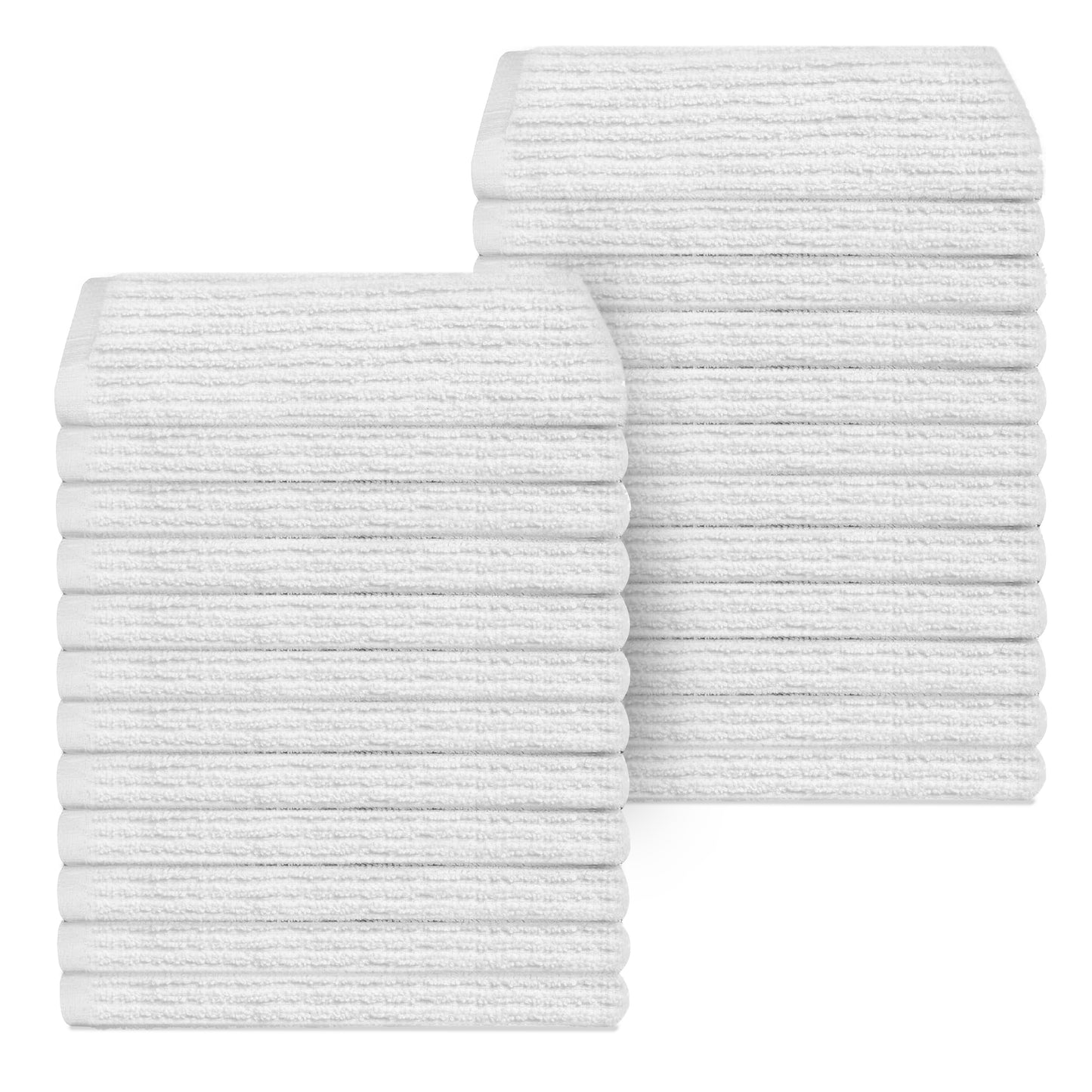 24 Pack Ribbed Weave Bar mop Towels, 100% Cotton, 16x19 inches (WHITE)