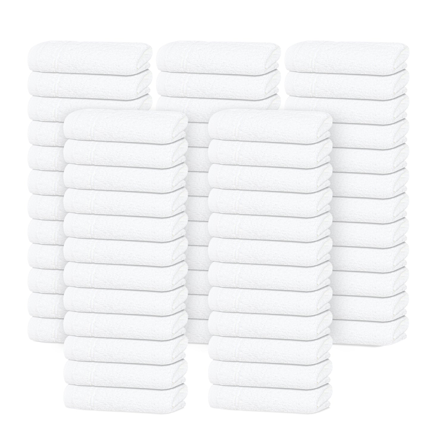 Tens Towels 60 Pack Cotton Washcloths, 12 x 12 in (White)